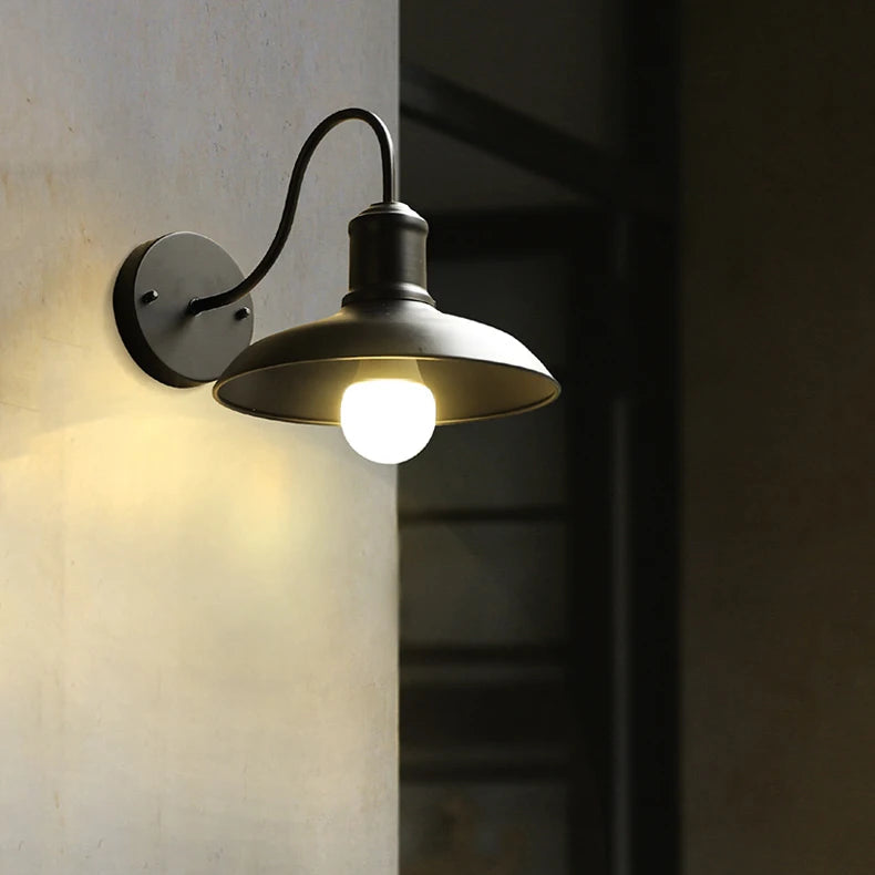 Royaleva Industrial Matte Black Metal Wall Sconce with Exposed Bulb