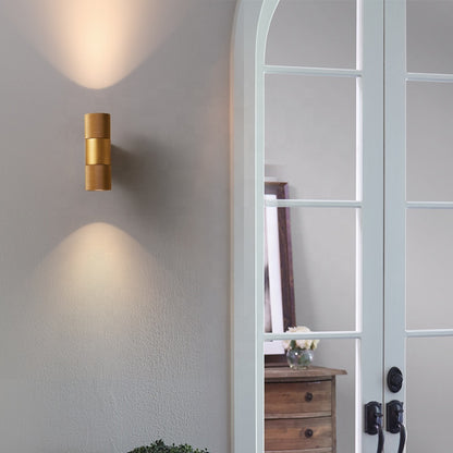 LuxRoyale Gold & Black Outdoor Up Down Wall Sconce - 12W IP65 LED Exterior Light