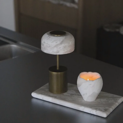 RoyaleGlow Rechargeable Marble Table Lamp - Cordless Dimmable LED for Home & Hotel