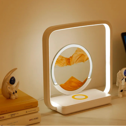 Royelux 3D Moving Sand Art Lamp with 15W Wireless Charger & LED Desk Light