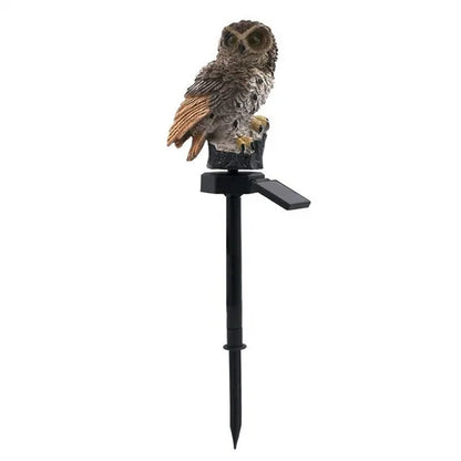 Owl Solar Garden Light - Waterproof LED Solar-Powered Animal Stake Light for Outdoor Path, Lawn, and Yard Decoration - Brown