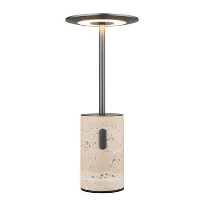 RoyaleGlow Rechargeable Travertine LED Table Lamp with Touch Dimming