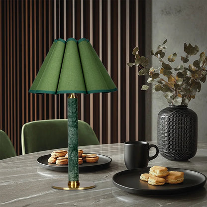 Royelux Modern Alabaster Touch Lamp - Dimmable Cordless LED with Cone Fabric Shade