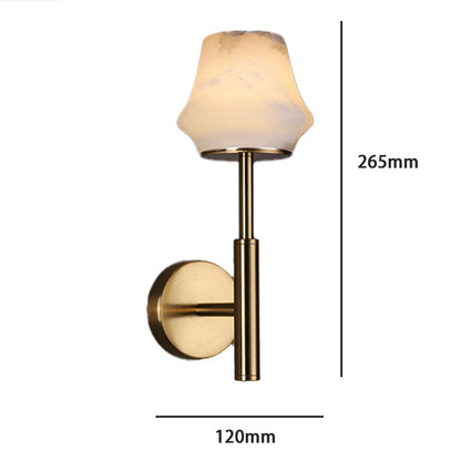 RoyaleGlow Wireless Alabaster Wall Sconce - Rechargeable LED Lamp with Remote Control