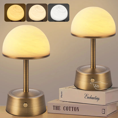 Royelux Rechargeable Alabaster Table Lamp - Cordless Touch Control LED Bedside Light