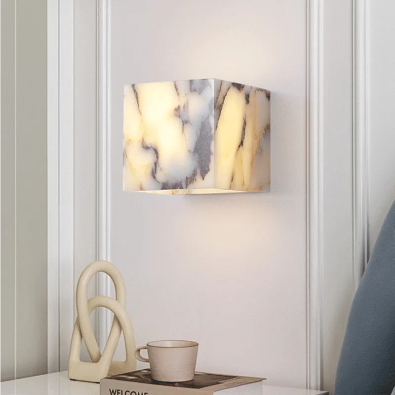 Royelux Modern Natural Marble Wall Sconce | Elegant Stone & Brass Wall Light