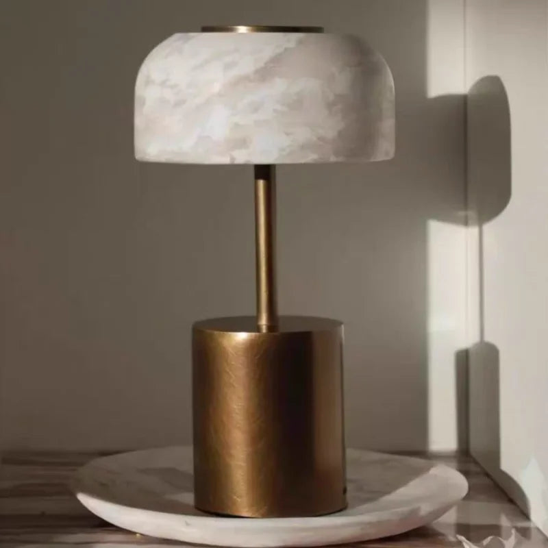RoyaleGlow Rechargeable Marble Table Lamp - Cordless Dimmable LED for Home & Hotel
