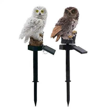 Owl Solar Garden Light - Waterproof LED Solar-Powered Animal Stake Light for Outdoor Path, Lawn, and Yard Decoration - Brown