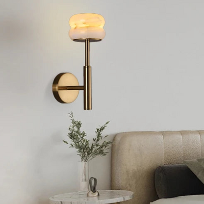 Royelux Rechargeable Alabaster Wall Sconce - Cordless LED Lamp for Bathroom & Hotel Design
