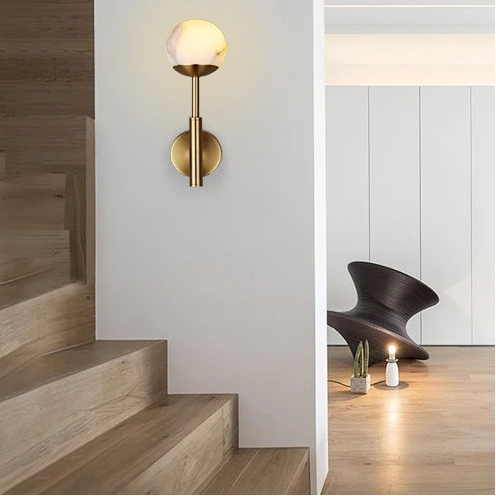 Royelux Rechargeable Alabaster Wall Sconce - Cordless LED Lamp for Bathroom & Hotel Design