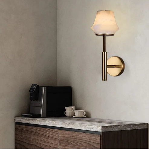Royelux Rechargeable Alabaster Wall Sconce - Cordless LED Lamp for Bathroom & Hotel Design