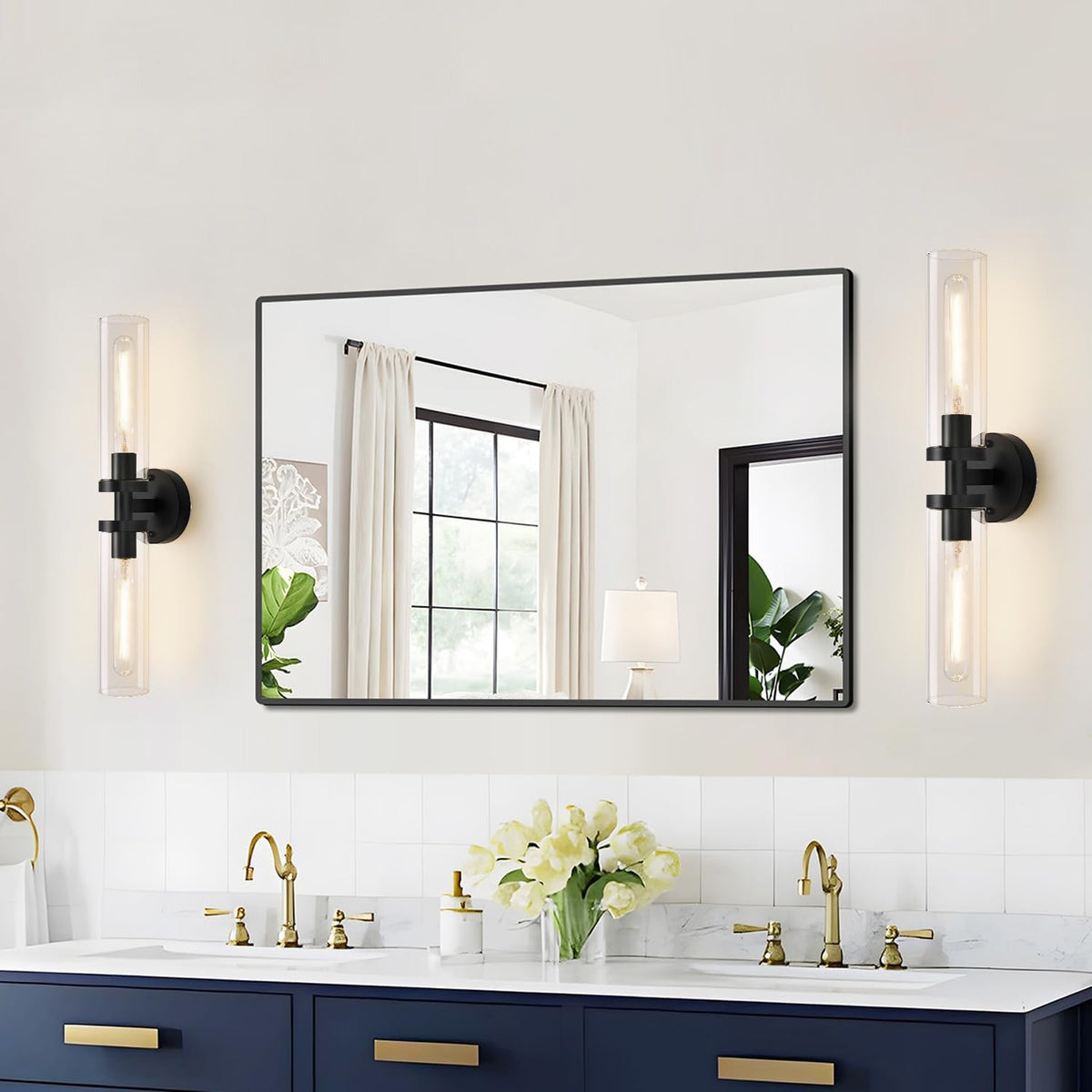 Royelux Modern Clear Glass LED Wall Sconce for Bathroom Vanity & Bedside