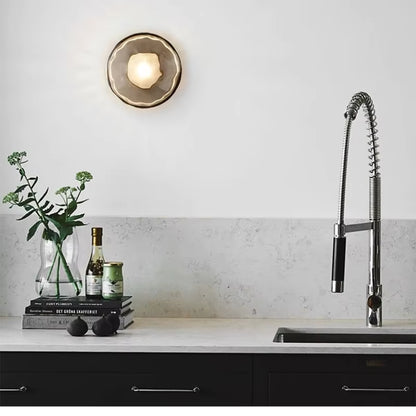 LuxRoyale Nordic Round Glass Wall Light Ceto Minimalist Sconce For Modern Hallway