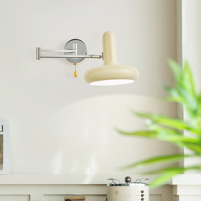 RoyaleGlow Cream Adjustable Wall Sconce - Modern Swing Arm Reading Light