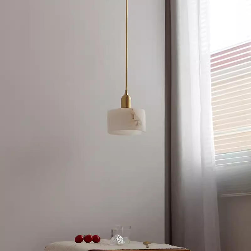 RoyaleGlow Modern Alabaster Cylinder Pendant Light Fixture For Bedroom, Kitchen Island