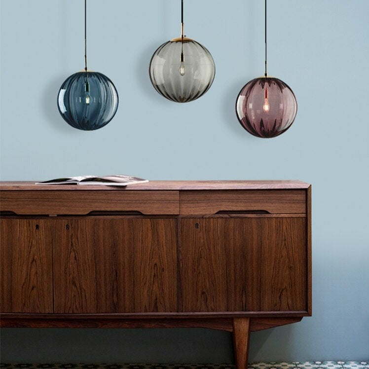 Royallure Glass Ball Colored Pendant Light - Unique Home Decor Fixture - Smoke / 6 Inches/15CM