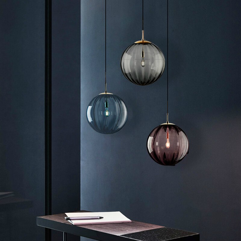 Royallure Glass Ball Colored Pendant Light - Unique Home Decor Fixture - Smoke / 6 Inches/15CM