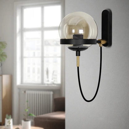 Royallure Retro Spherical Wall Sconce Lighting with Elegant Glass and Iron Design