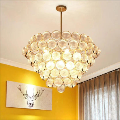 Royelux Modern Gold Glass Sphere Chandelier - Dimmable Living Room Hanging Light