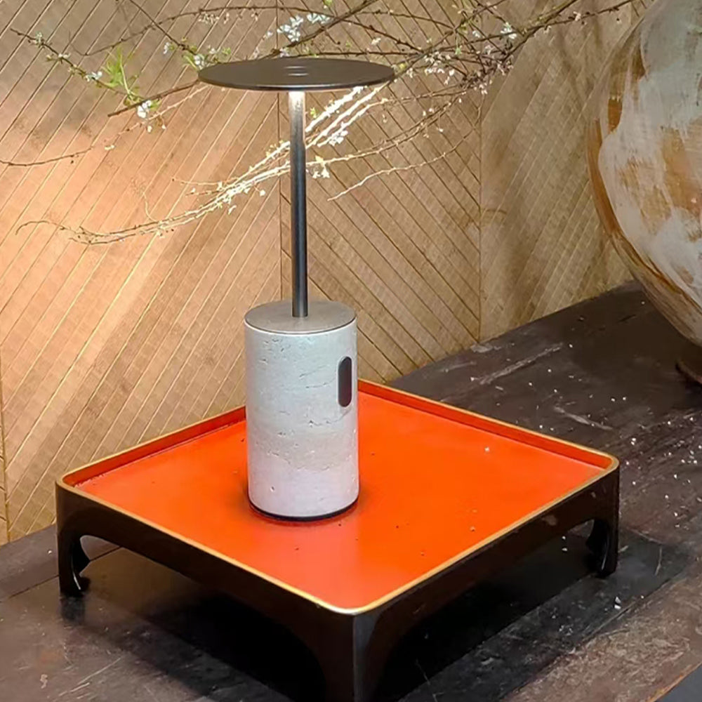 RoyaleGlow Rechargeable Travertine LED Table Lamp with Touch Dimming