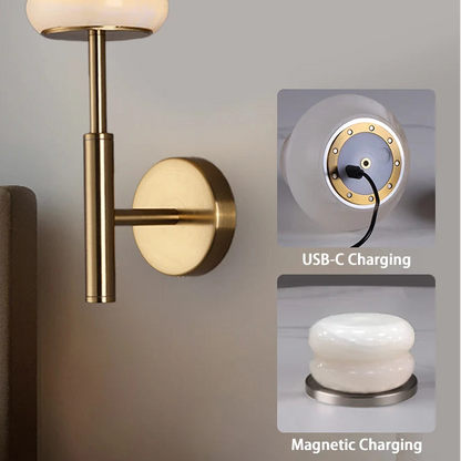 Royelux Rechargeable Alabaster Wall Sconce - Cordless LED Lamp for Bathroom & Hotel Design