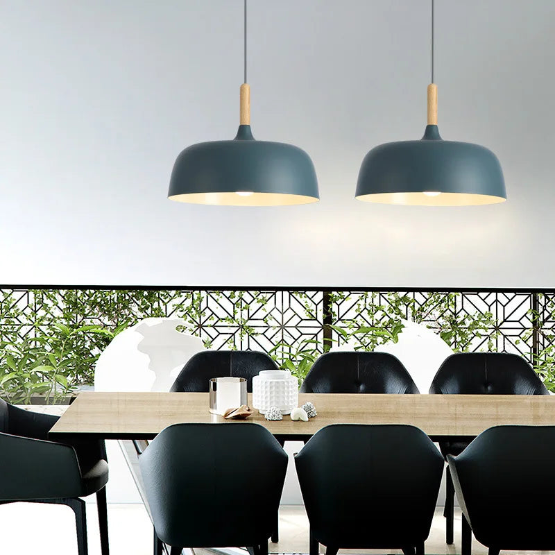 Royallure Black Pendant Light - Nordic Wood and Zinc Hanging Lights for Kitchen Lighting