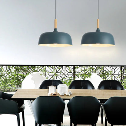 Royallure Black Pendant Light - Nordic Wood and Zinc Hanging Lights for Kitchen Lighting
