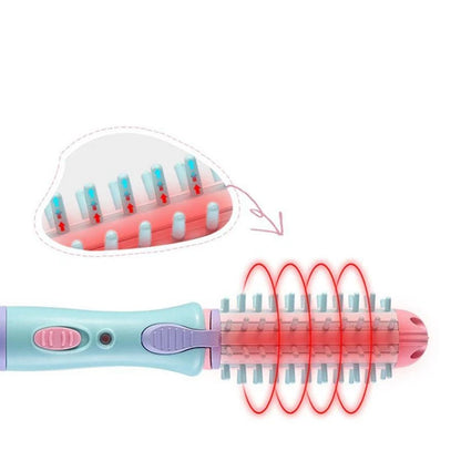 Rayvia Mini 2-in-1 Curling Iron Brush & Hair Straightener, Portable Travel Styler