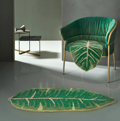 LuxRoyale Monstera Leaf Bath Mat - Soft Absorbent Tropical Area Rug