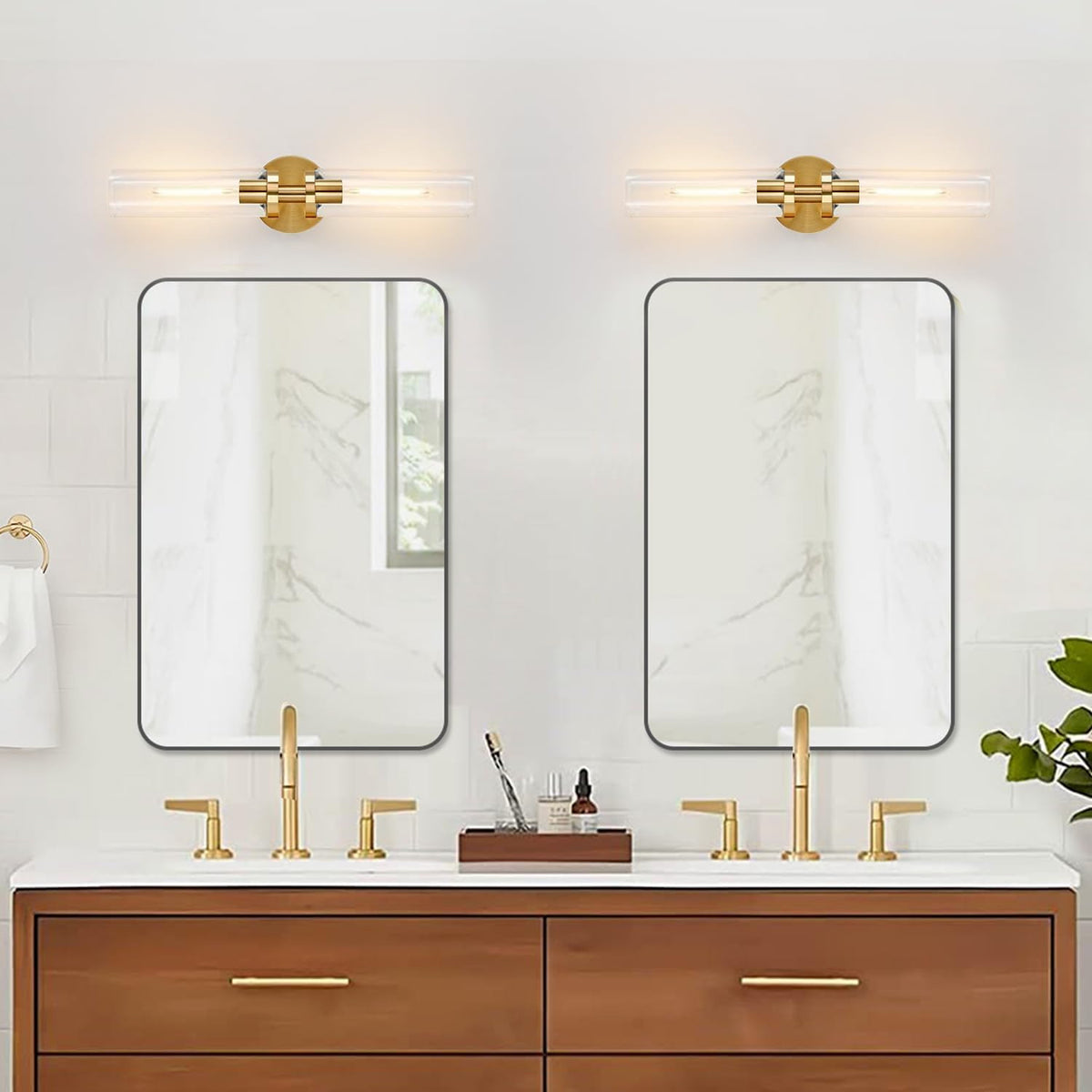 Royelux Modern Clear Glass LED Wall Sconce for Bathroom Vanity & Bedside