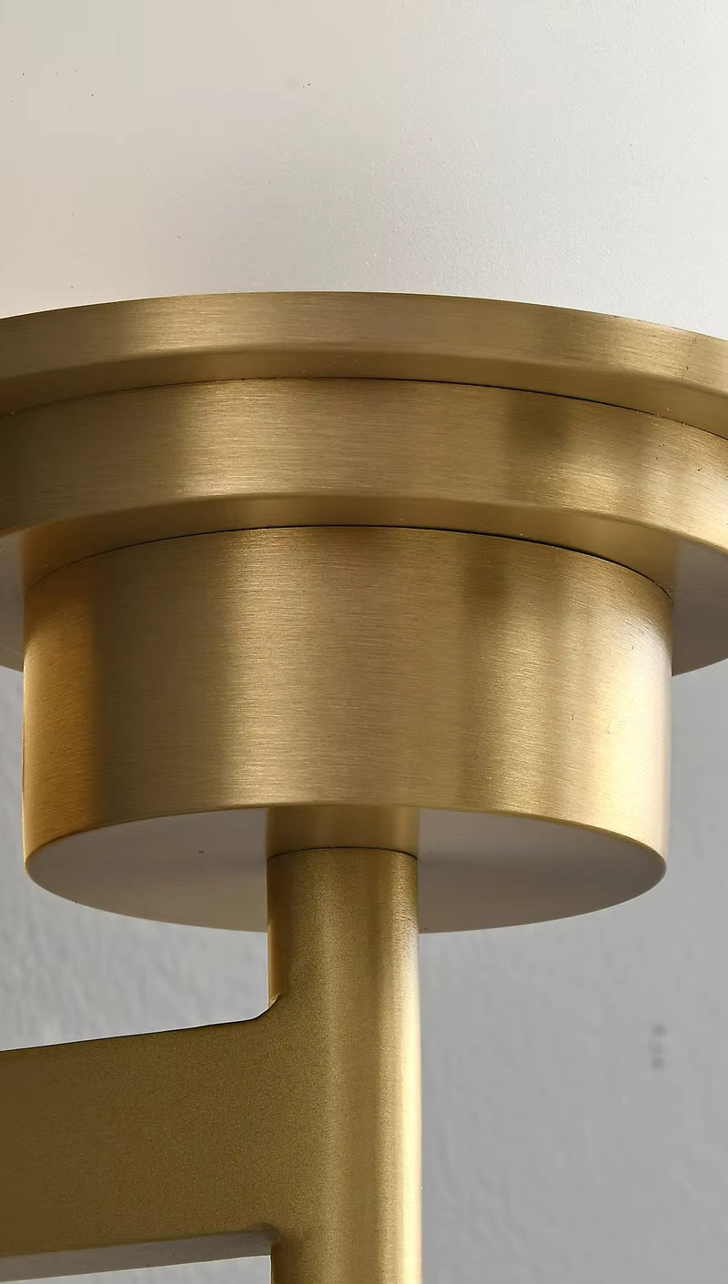 RoyaleGlow Modern Brass Glass Wall Sconce Frosted Cylinder Light Fixture