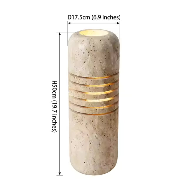 RoyaleGlow Natural Travertine Stone Floor Lamp Sculptural Column Light