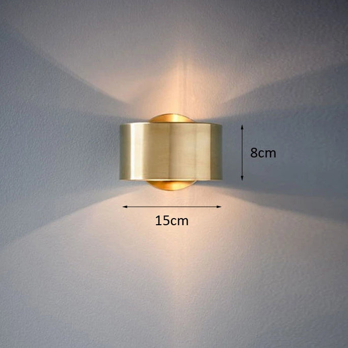 Rayvia Cylindrical Brushed Gold Wall Sconce for Up/Down Illumination