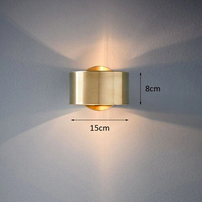 Rayvia Cylindrical Brushed Gold Wall Sconce for Up/Down Illumination