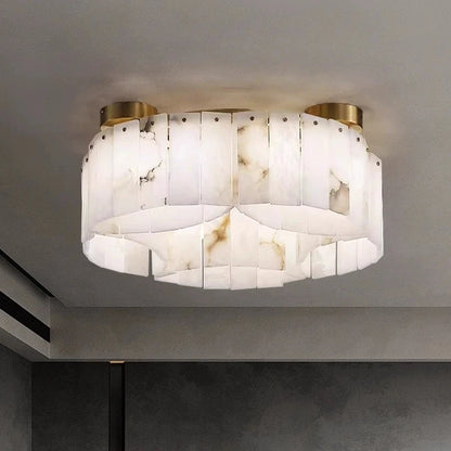 RoyaleGlow Modern Alabaster Flush Mount Ceiling Light for Living Room & Hotel