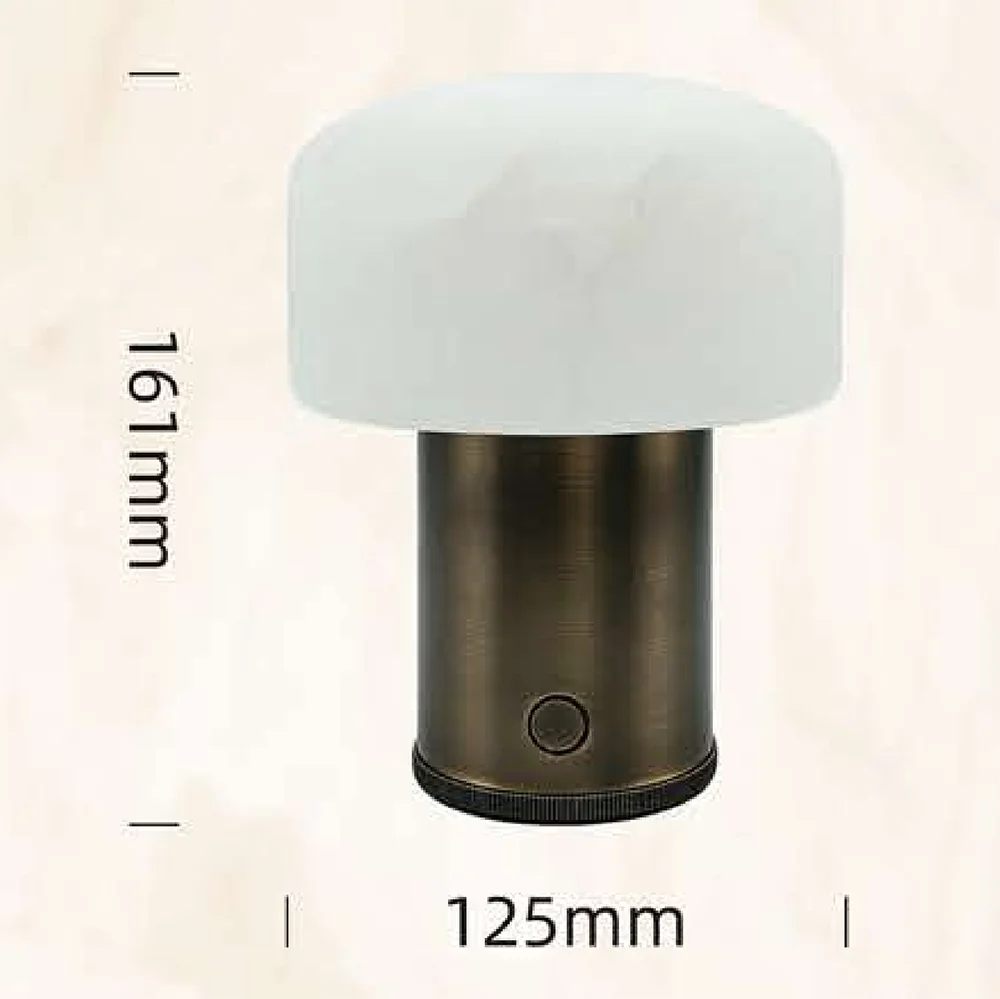 RoyaleGlow Alabaster Cordless Lamp - Modern Aluminum LED USB Rechargeable Table Lamp