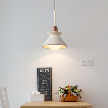 RoyaleGlow Modern Cement Pendant Light - White Bowl Shade Hanging Dining Room Fixture