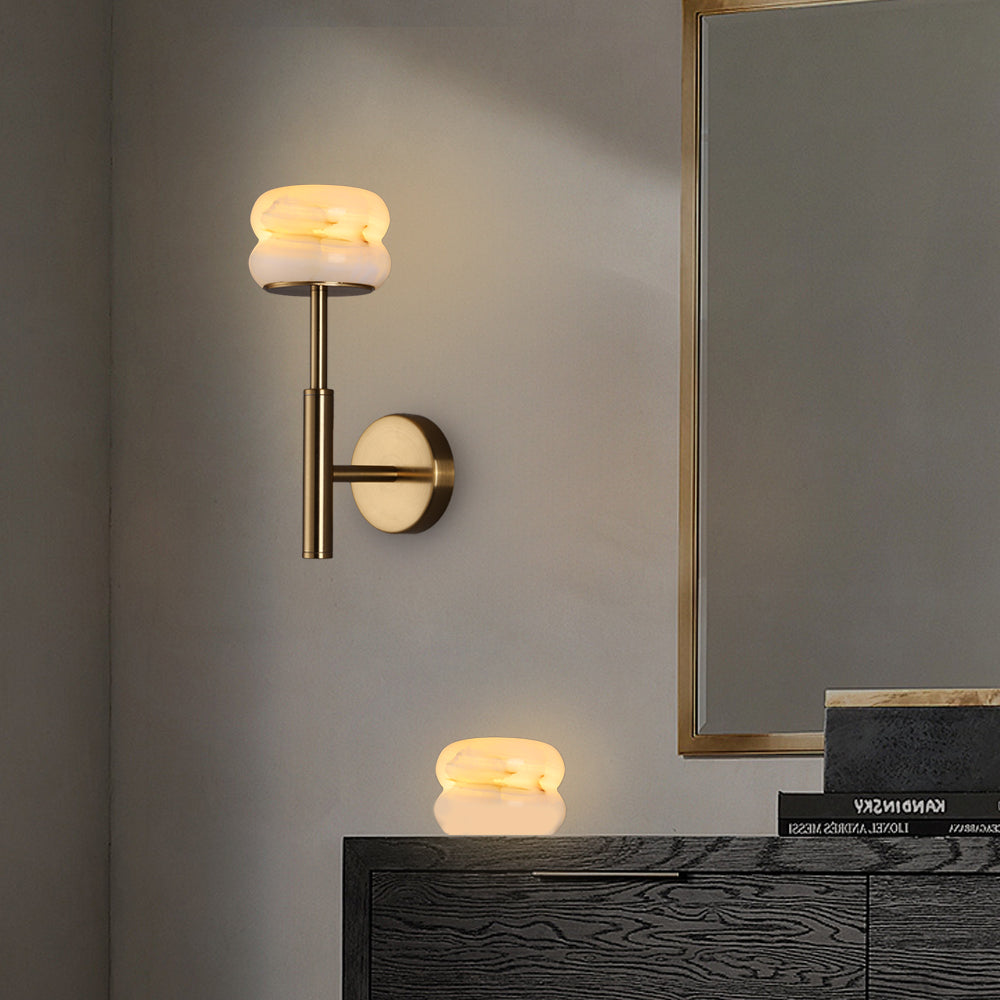 Royelux Rechargeable Alabaster Wall Sconce - Cordless LED Lamp for Bathroom & Hotel Design
