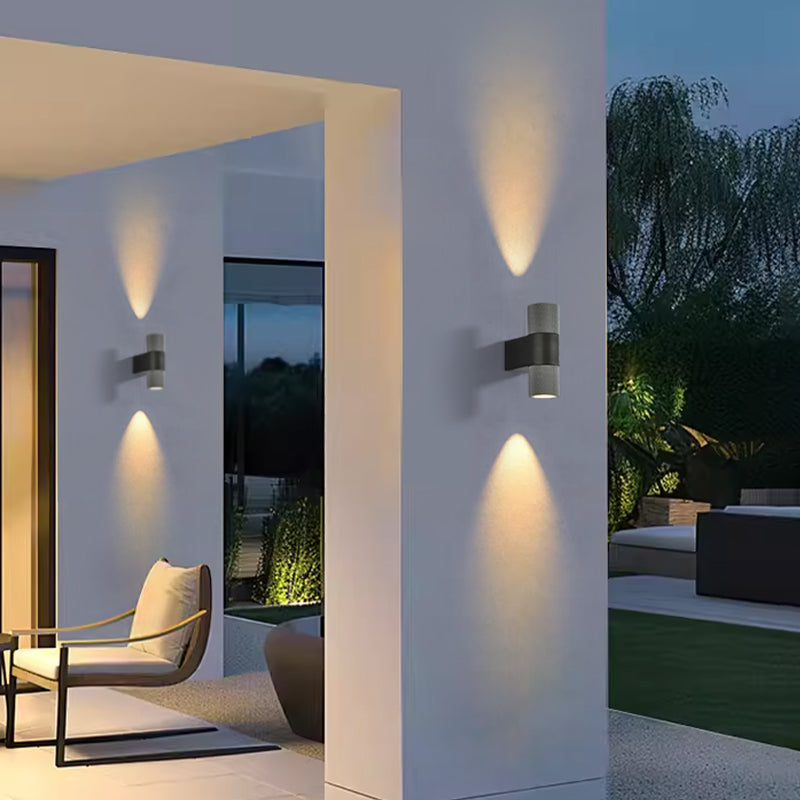 LuxRoyale Gold & Black Outdoor Up Down Wall Sconce - 12W IP65 LED Exterior Light