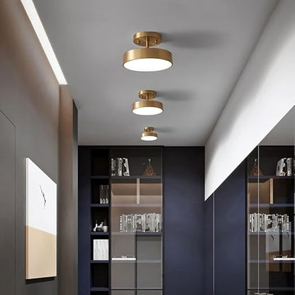 LuxRoyale Modern Gold LED Ceiling Spotlight - Dimmable Rotating Directional Flush Mount