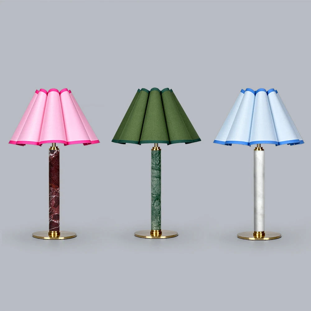 Royelux Modern Alabaster Touch Lamp - Dimmable Cordless LED with Cone Fabric Shade