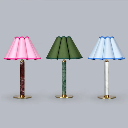 Royelux Modern Alabaster Touch Lamp - Dimmable Cordless LED with Cone Fabric Shade