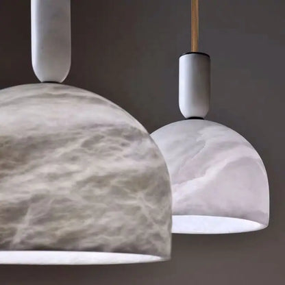 RoyaleGlow Modern Alabaster Pendant Light - Natural Stone & Copper Hanging Lamp