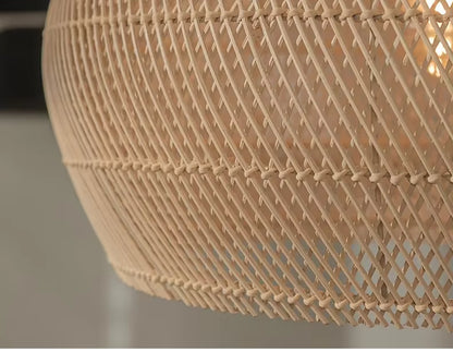 RoyaleGlow Woven Rattan Pendant Light Natural Bamboo Hanging Lamp Fixture For Dining Room