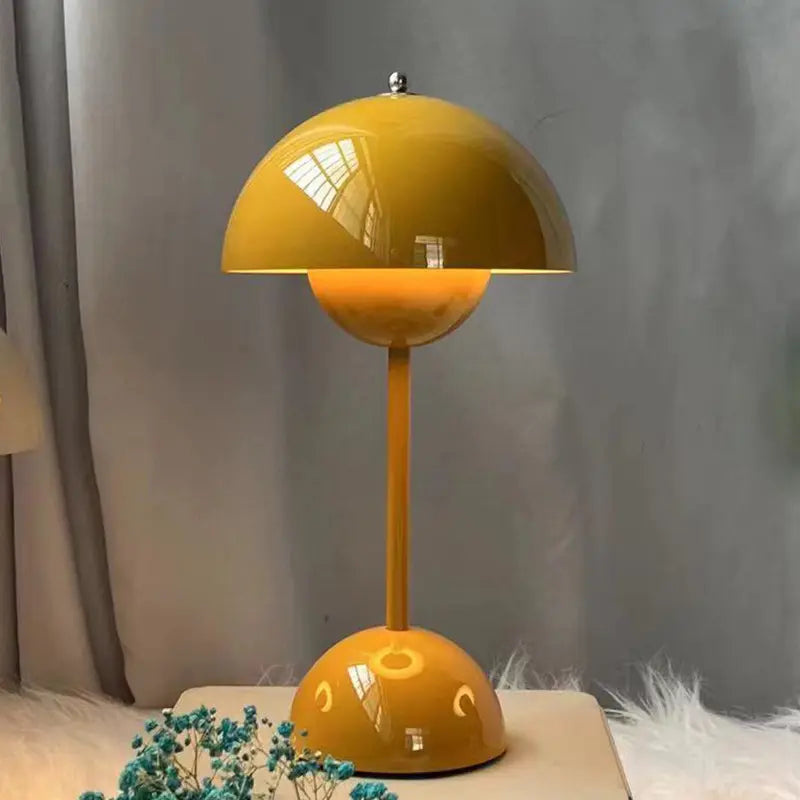 Cordless Mushroom Modern Table Lamp - Dimmable LED with 3 Color Modes - Yellow