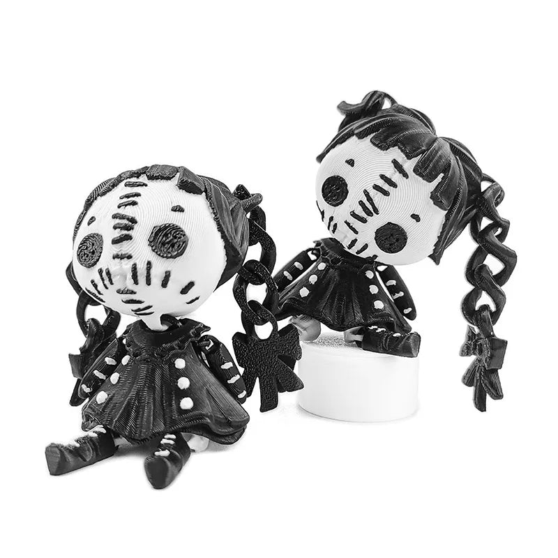 Halloween 3D Printied Double Ponytail Devil Girl Gothic Figure Alice Horror Doll Joint Movable Gift Creative Toy Table Ornament 1
