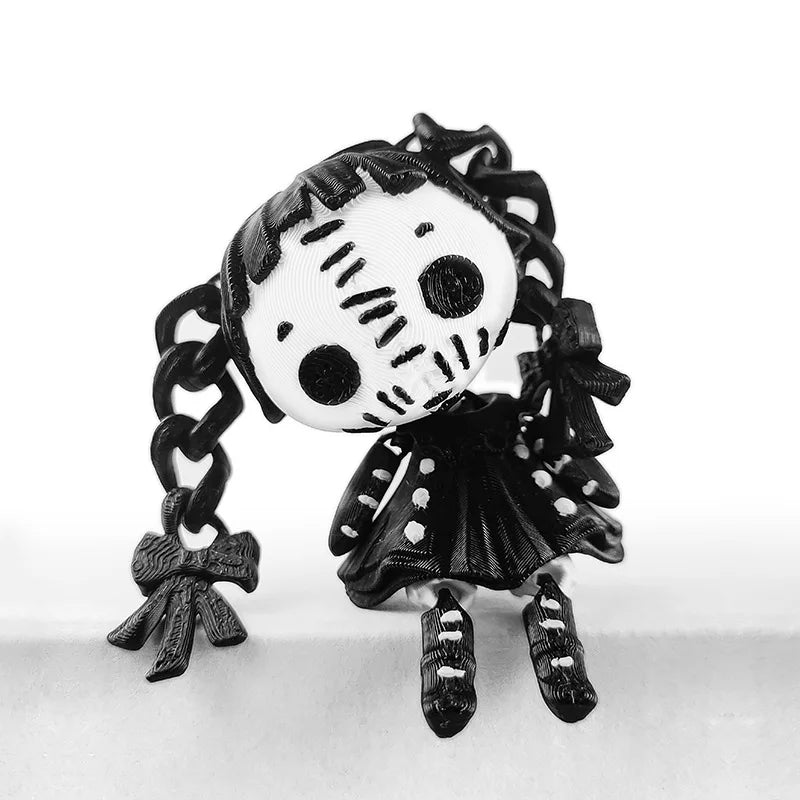 Halloween 3D Printied Double Ponytail Devil Girl Gothic Figure Alice Horror Doll Joint Movable Gift Creative Toy Table Ornament 2