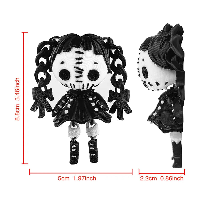 Halloween 3D Printied Double Ponytail Devil Girl Gothic Figure Alice Horror Doll Joint Movable Gift Creative Toy Table Ornament 3