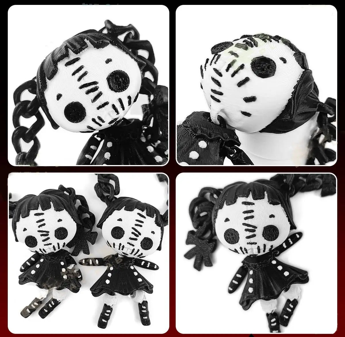 Halloween 3D Printied Double Ponytail Devil Girl Gothic Figure Alice Horror Doll Joint Movable Gift Creative Toy Table Ornament 4