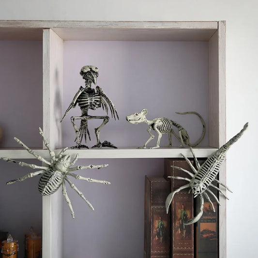 Halloween Animal Skeleton Ornaments Garden Festival Decorations Secret Room Simulation Plastic Crow Rat Skeleton Decoration Prop 0